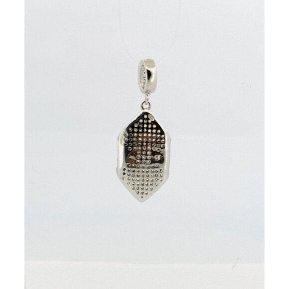 Brand New Sterling Silver 925 Micro Pave White Crystal Pendant Sparkling Design - Picture 4 of 9